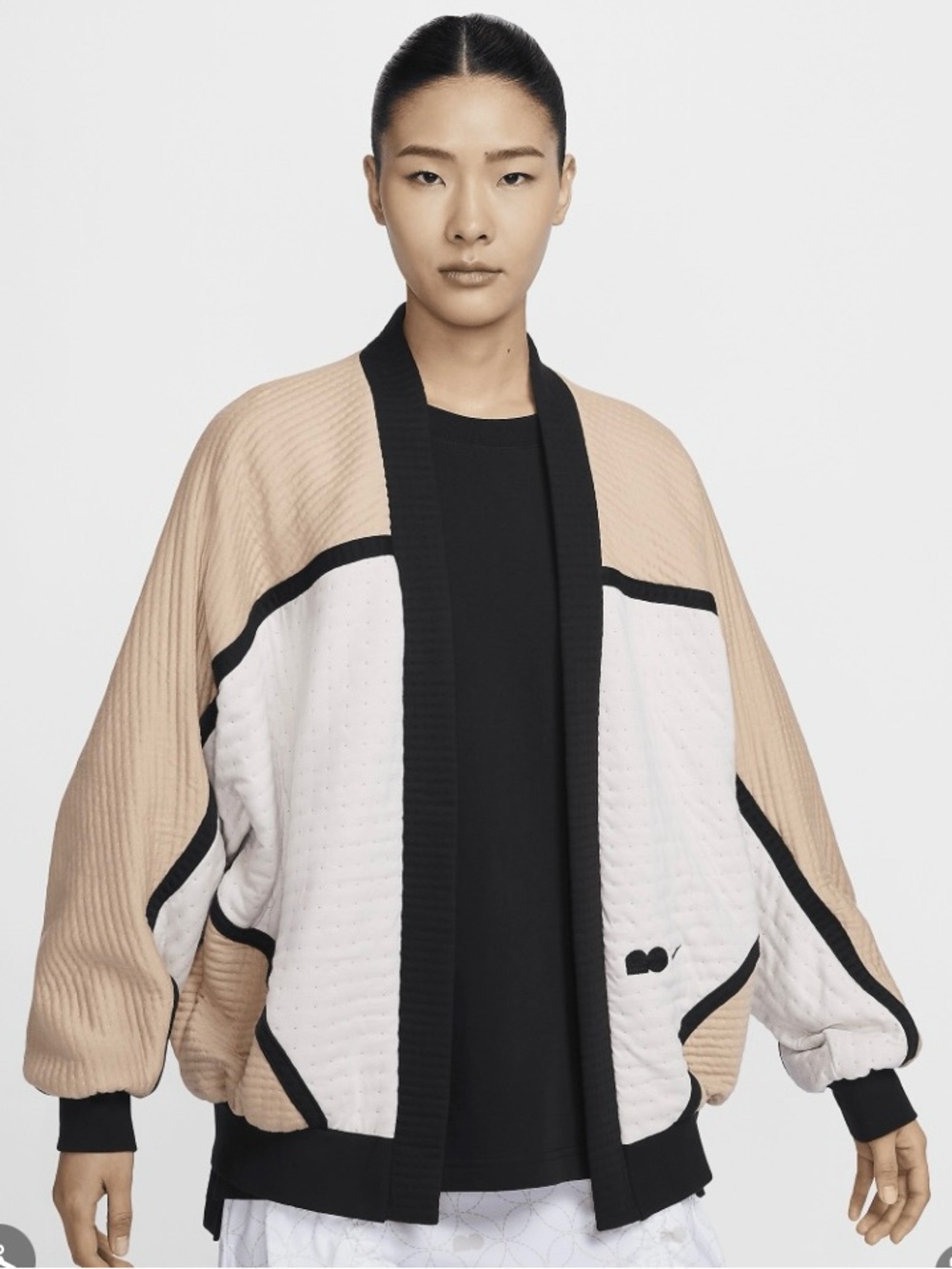 Nike x Naomi Osaka Open Front Cardigan Jacket Tan White Black FN2263-200 Size M